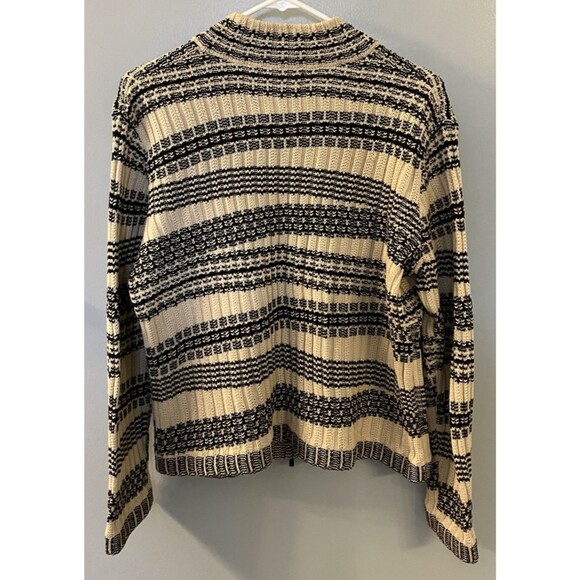 Jones New York Womens Full Zip Sweater Brown/Black Striped Size L - Picture 7 of 7